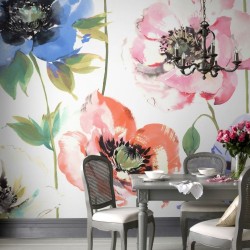 Watercolour Poppies Mural